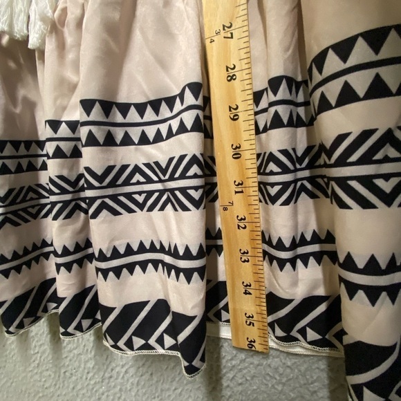 Womens Dress Large Pink Black Striped Smocked 3/4 Sleeve Lace - Picture 5 of 8